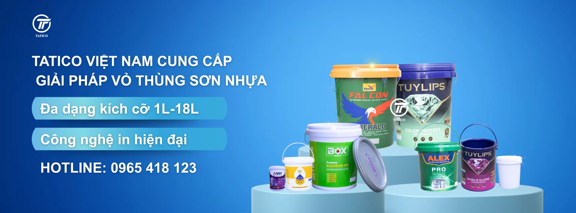 Tatico - đơn vị gia công vỏ thùng sơn nhựa cho các thương hiệu sơn lớn hàng đầu như Tuylips, Alex, Falcon,...
